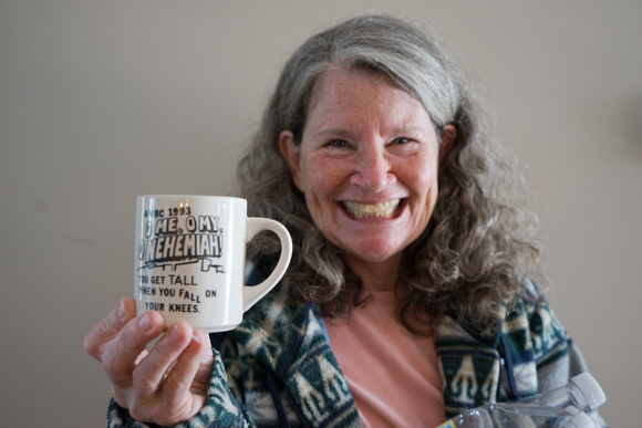 Lori Benelisha and the resident coffee cup