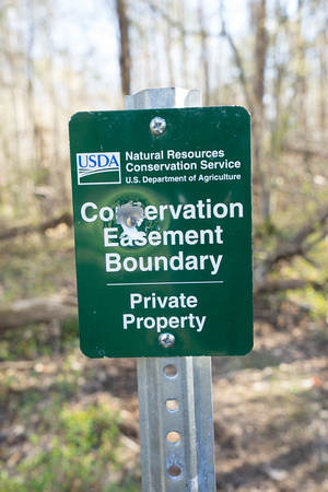 Conservation Easement Boundary sign--with a bullet hole.