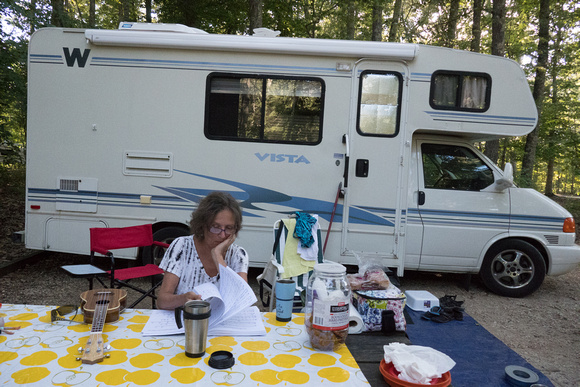 Jennie with her camper