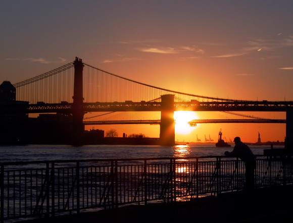 Manhattan and Brooklyn bridges from the East River Promenade