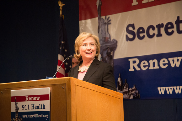 Hillary Clinton, Secretary of State at that time--2014--in New York advocating renewing health care provisions for people affected by 9/11.